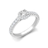 Diamond Ring - 18ct White Gold 0.33ct Natural Diamond Micro-set Cushion-shaped Halo and Shoulders Wed-fit Ring Mount- Holds 0.25ct - by Hearts Forever Jewellers