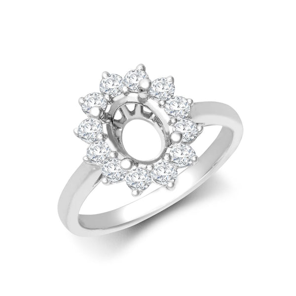 0.35ct Ring - 18ct White Gold 0.35ct Natural Diamond Claw-set Cluster Halo Oval Ring - Holds 7x5mm - by Hearts Forever Jewellers