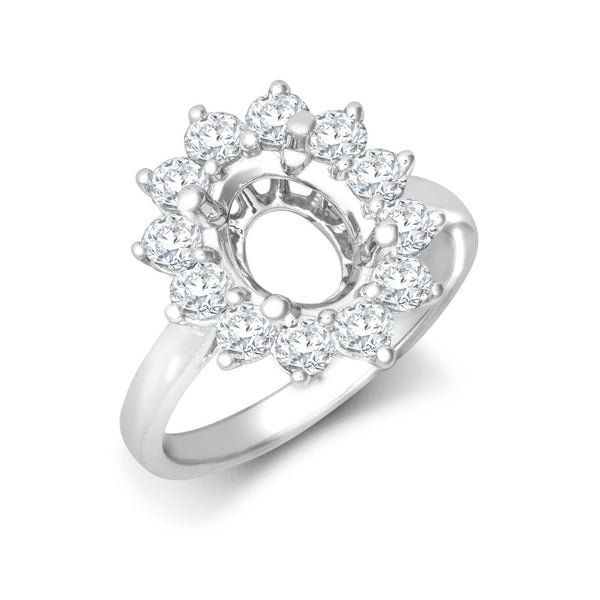 0.35ct Ring - 18ct White Gold 0.35ct Natural Diamond Claw-set Cluster Halo Oval Ring - Holds 7x5mm - by Hearts Forever Jewellers