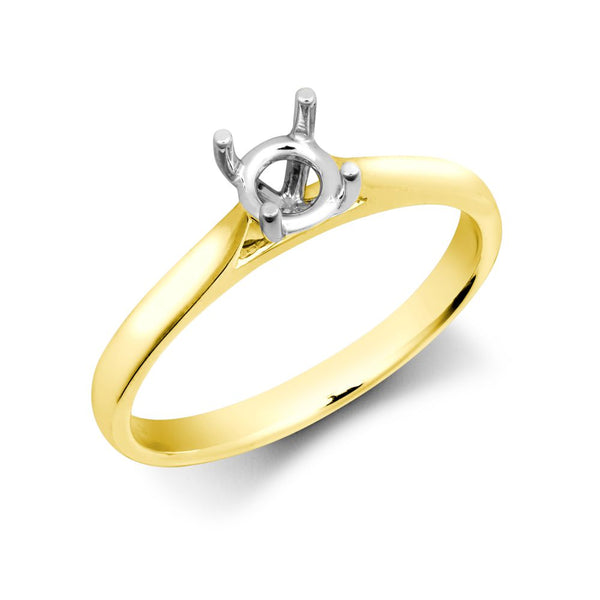 Ring - 18ct Yellow Gold 25pts Solitaire Plain Wed-fit Ring Mount - Stock Size N - by Hearts Forever Jewellers