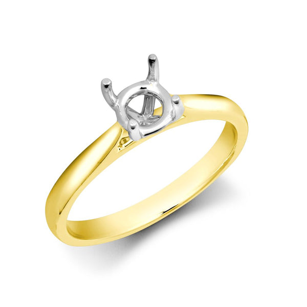 Ring - 18ct Yellow Gold 25pts Solitaire Plain Wed-fit Ring Mount - Stock Size N - by Hearts Forever Jewellers