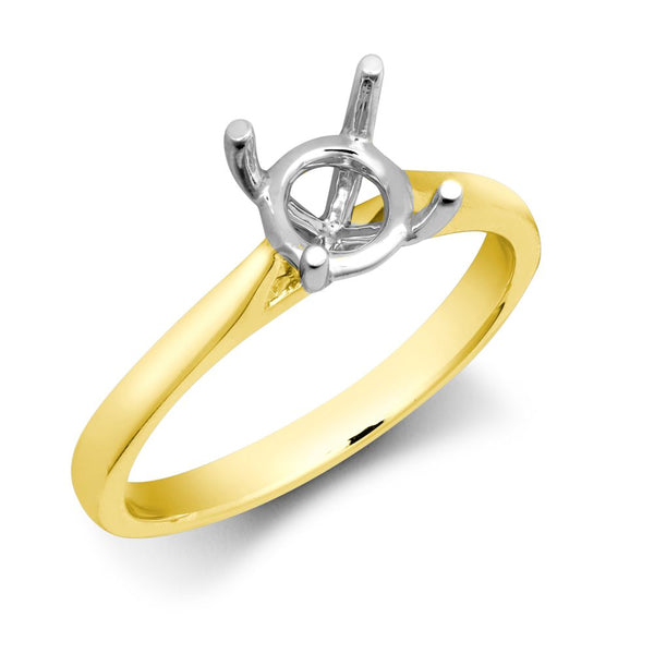 Ring - 18ct Yellow Gold 25pts Solitaire Plain Wed-fit Ring Mount - Stock Size N - by Hearts Forever Jewellers