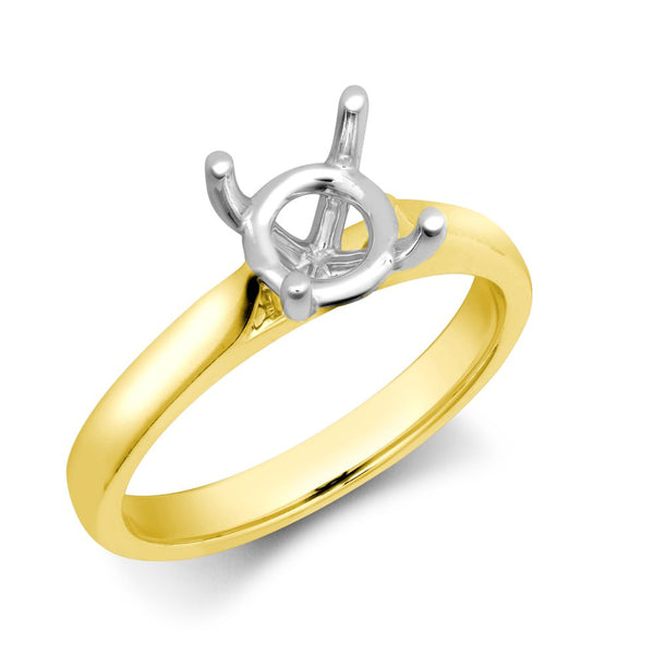 Ring - 18ct Yellow Gold 25pts Solitaire Plain Wed-fit Ring Mount - Stock Size N - by Hearts Forever Jewellers
