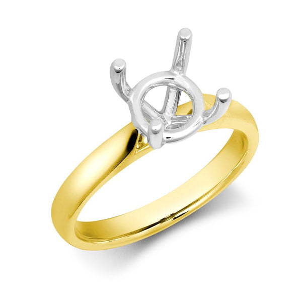 Ring - 18ct Yellow Gold 25pts Solitaire Plain Wed-fit Ring Mount - Stock Size N - by Hearts Forever Jewellers