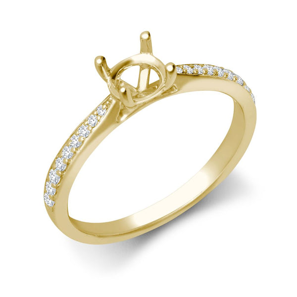 Diamond Ring - 18ct White Gold 0.12ct Natural Diamond Pave set Wed-fit Ring Mount- Holds 0.25ct - by Hearts Forever Jewellers