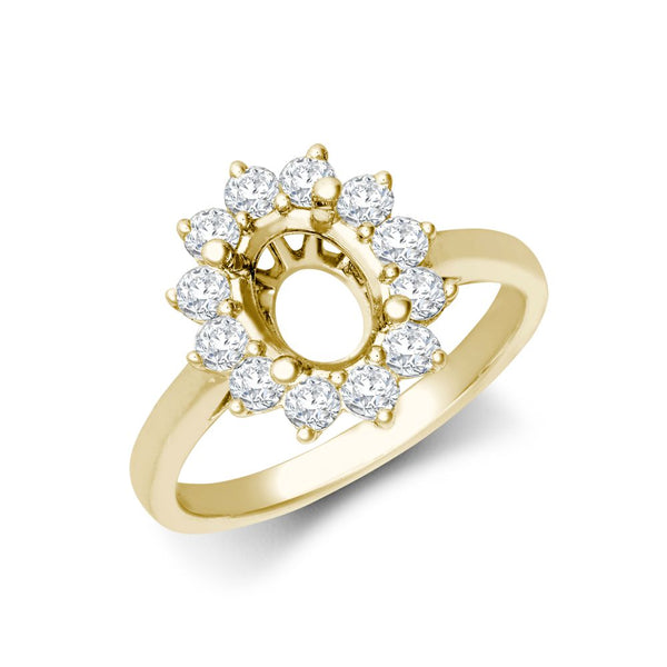 0.35ct Ring - 18ct White Gold 0.35ct Natural Diamond Claw-set Cluster Halo Oval Ring - Holds 7x5mm - by Hearts Forever Jewellers