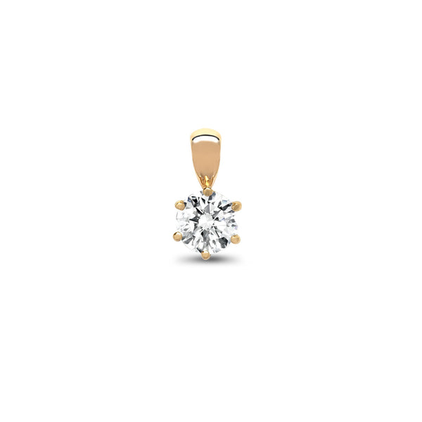 Diamond Necklace - 18ct Yellow Gold 15pts 6 Claw Natural Diamond Solitaire Pendant - by Hearts Forever Jewellers