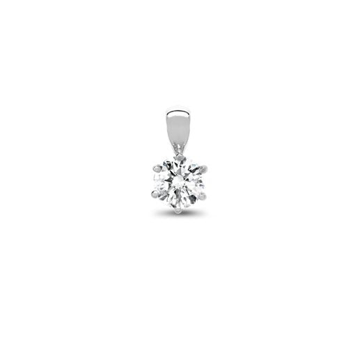 Diamond Necklace - 18ct White Gold 10pts Claw set Pendant - by Hearts Forever Jewellers