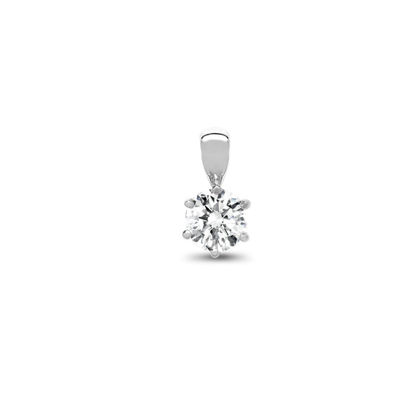 Diamond Necklace - 18ct White Gold 10pts Claw set Pendant - by Hearts Forever Jewellers