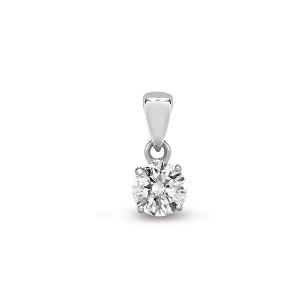 Diamond Necklace - 18ct White Gold 10pt 4 Claw Natural Diamond Solitaire Pendant - by Hearts Forever Jewellers