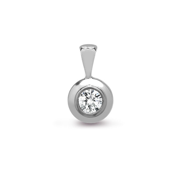 Diamond Necklace - 18ct White Gold 15pts Rub over Pendant - by Hearts Forever Jewellers