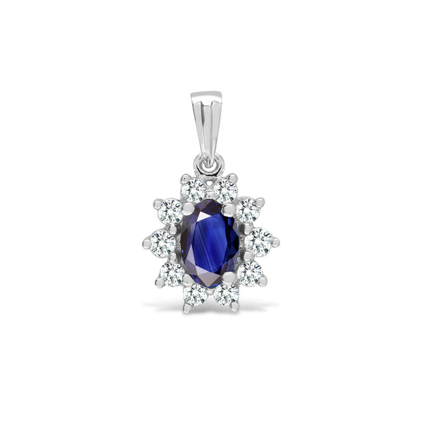 0.26ct Necklace - 18ct White Gold Natural Diamond And Sapphire Pendant - by Hearts Forever Jewellers