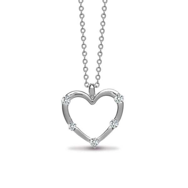 0.15ct Necklace - 18ct White gold 15pt Natural Diamond pendant - 16" Chain included - by Hearts Forever Jewellers