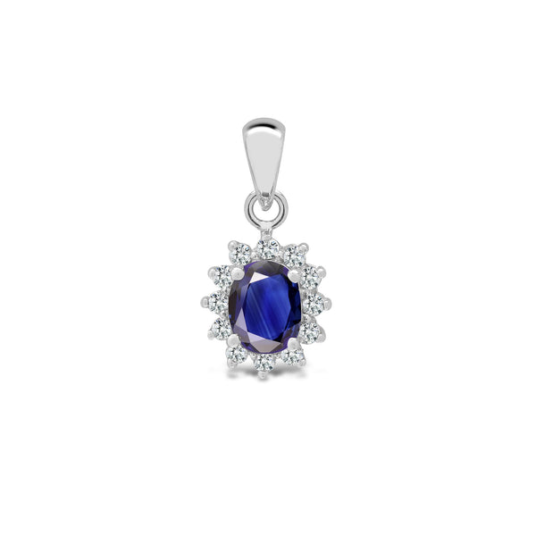 0.09ct Necklace - 18ct White Gold Natural Diamond And Sapphire Pendant - by Hearts Forever Jewellers