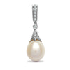 Round Necklace - 18ct White Gold Natural Diamond And Pearl Pendant - by Hearts Forever Jewellers