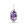 0.10ct Necklace - 18ct White Gold Natural Diamond And Amethyst Pendant - by Hearts Forever Jewellers