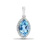 0.10ct Necklace - 18ct White Gold Natural Diamond And Blue Topaz Pendant - by Hearts Forever Jewellers