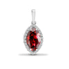 0.10ct Necklace - 18ct White Gold Natural Diamond And Garnet Pendant - by Hearts Forever Jewellers