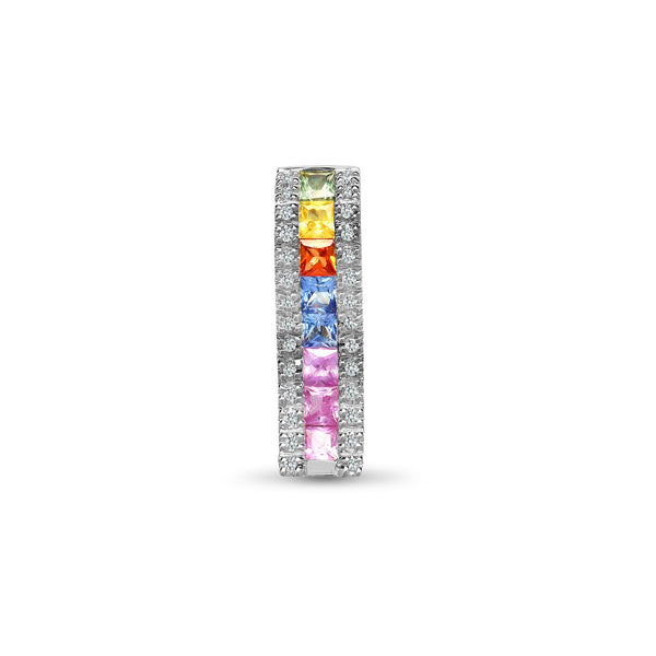 0.14ct Necklace - 18ct White Gold Natural Diamond And Multi Coloured Sapphire Pendant - by Hearts Forever Jewellers