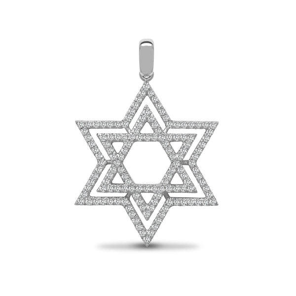 0.60ct Necklace - 18ct White Gold Natural Diamond Star of David Pendant - 0.60ct - by Hearts Forever Jewellers