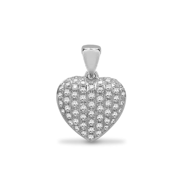 Diamond Necklace - 18ct White 0.35ct Natural Diamond Pave Set Heart Pendant - by Hearts Forever Jewellers
