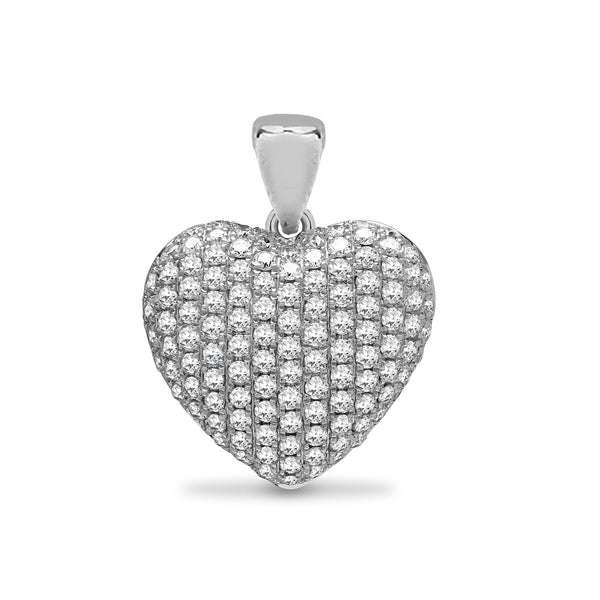 Diamond Necklace - 18ct White 0.66ct Natural Diamond Pave Set Heart Pendant - by Hearts Forever Jewellers