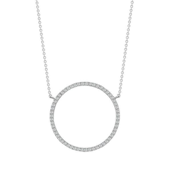 Diamond Necklace - 18ct White 0.18ct Natural Diamond Circle Pendant - 18" Chain included - by Hearts Forever Jewellers