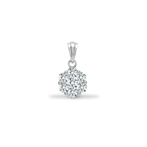 Diamond Necklace - 18ct White 0.33ct Natural Diamond 7 Stone Cluster Pendant - by Hearts Forever Jewellers