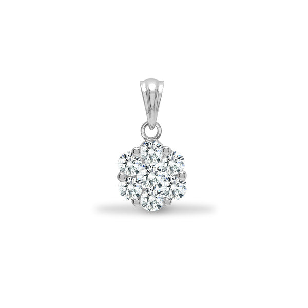 Diamond Necklace - 18ct White 0.33ct Natural Diamond 7 Stone Cluster Pendant - by Hearts Forever Jewellers