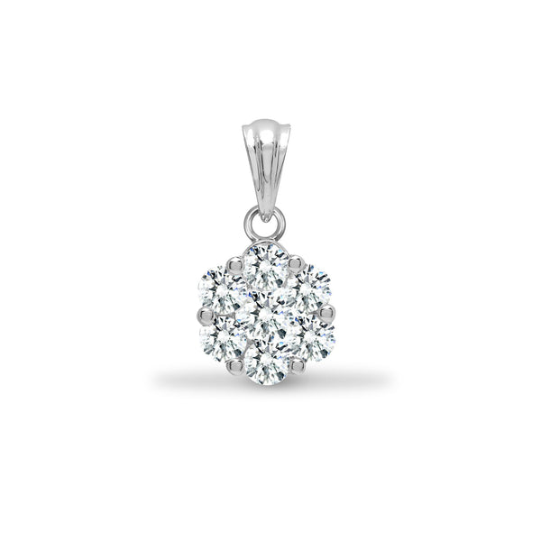 Diamond Necklace - 18ct White 0.33ct Natural Diamond 7 Stone Cluster Pendant - by Hearts Forever Jewellers