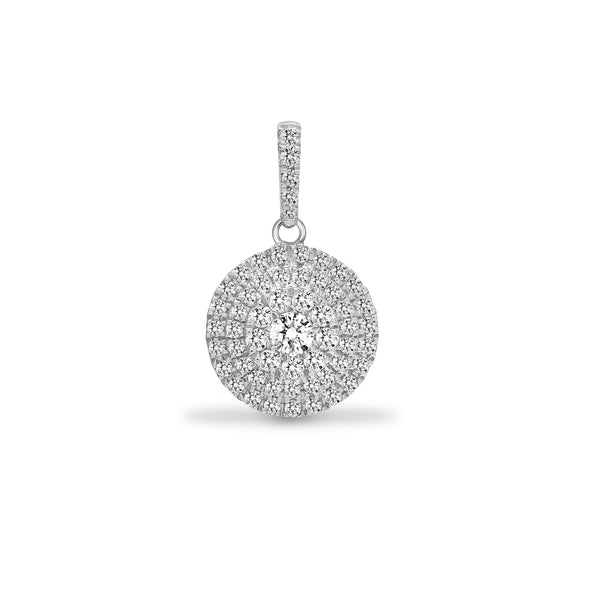Diamond Necklace - 18ct White 0.73ct Natural Diamond Looped Bale Cluster Pendant - by Hearts Forever Jewellers
