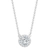 Diamond Necklace - 18ct White Gold 0.08ct Natural Diamond Halo Pendant with 16"-18" Chain Extender set with a 0.25ct G SI1 Diamond - by Hearts Forever Jewellers
