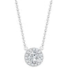 Diamond Necklace - 18ct White Gold 0.08ct Natural Diamond Halo Pendant with 16"-18" Chain Extender set with a 0.25ct G SI1 Diamond - by Hearts Forever Jewellers