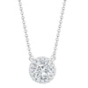 Diamond Necklace - 18ct White Gold 0.08ct Natural Diamond Halo Pendant with 16"-18" Chain Extender set with a 0.25ct G SI1 Diamond - by Hearts Forever Jewellers
