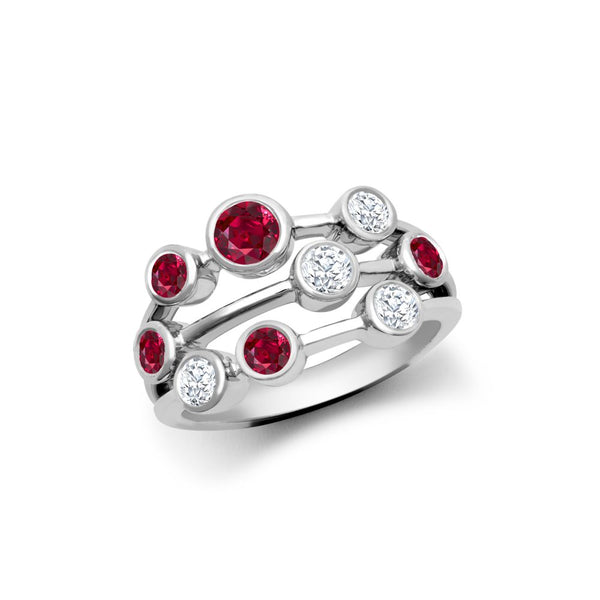 18k Rose Gold 1.00ct Ring - 18ct White Gold 1.00cts Natural Diamond 3 Row Bubble Ring - by Hearts Forever Jewellers