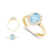 18k Rose Gold 0.75ct Ring - 18ct Yellow Gold 0.35ct Natural Diamond Claw-set Cluster Halo Oval Ring - Holds 7x5mm Aquamarine 0.75cts - by Hearts Forever Jewellers