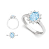 18k Rose Gold 0.75ct Ring - 18ct Yellow Gold 0.35ct Natural Diamond Claw-set Cluster Halo Oval Ring - Holds 7x5mm Aquamarine 0.75cts - by Hearts Forever Jewellers