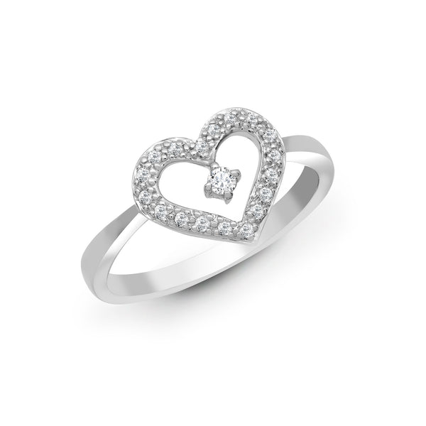 18k Rose Gold 0.17ct Ring - 18ct White Gold Heart Shaped Natural Diamond Ring - by Hearts Forever Jewellers