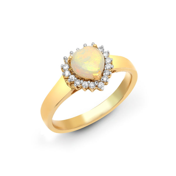 18k Rose Gold 0.14ct Ring - 18ct Yellow Gold Natural Diamond And Opal Heart Shaped Ring - by Hearts Forever Jewellers