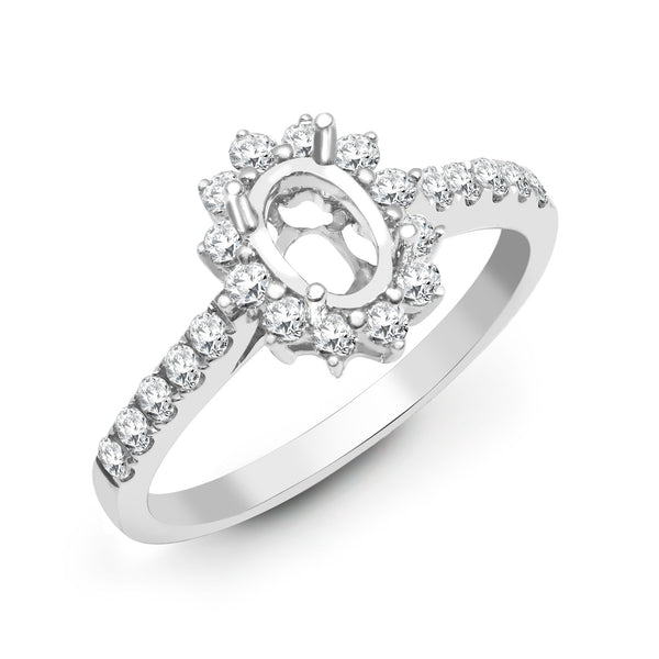 18k Rose Gold 7x5mm Ring - 18ct White Gold 50pt Semi Set Natural Diamond Ring Mount.Fits7x5.5mm - by Hearts Forever Jewellers