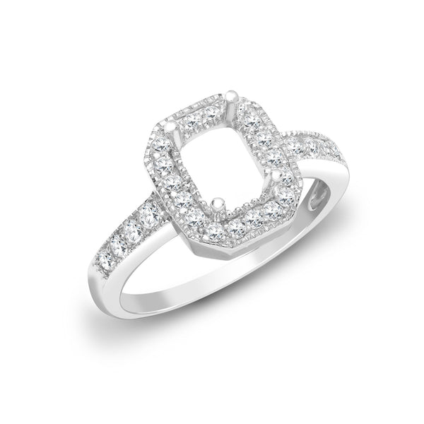 Diamond Ring - 18ct White Gold 43pt Semi Set Natural Diamond Ring Mount. Fits 7x5mm - by Hearts Forever Jewellers