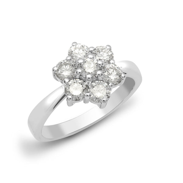 18k Rose Gold Diamond Ring - 18ct White Gold 50pts 7 Stone Cluster Natural Diamond Ring - by Hearts Forever Jewellers