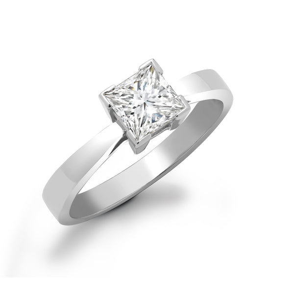 18k Rose Gold Diamond Ring - 18ct White Gold 50pts Princess Cut Natural Diamond Solitaire Ring - by Hearts Forever Jewellers