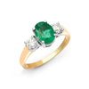 18k Rose Gold 0.48ct Ring - 18ct Yellow Gold 3 Stone Natural Diamond And Emerald Ring - by Hearts Forever Jewellers