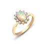 18k Rose Gold 0.20ct Ring - 18ct Yellow Gold Natural Diamond And Opal Ring - by Hearts Forever Jewellers