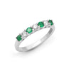 18k Rose Gold 0.24ct Ring - 18ct White Gold Natural Diamond And Emerald Claw Set Half Eternity Ring - by Hearts Forever Jewellers