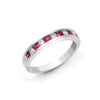 18k Rose Gold 0.18ct Ring - 18ct White Gold Natural Diamond And Ruby Channel Set Half Eternity - by Hearts Forever Jewellers