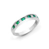18k Rose Gold 0.18ct Ring - 18ct White Gold Natural Diamond And Emerald Channel Set Half Eternity - by Hearts Forever Jewellers