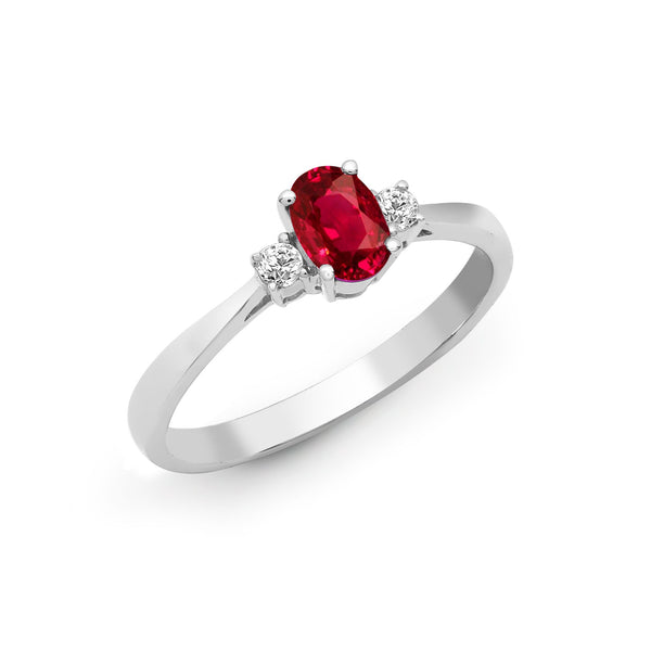 18k Rose Gold 0.08ct Ring - 18ct White Gold Natural Diamond And Ruby And 3 Stone Ring - by Hearts Forever Jewellers