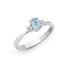 18k Rose Gold 0.08ct Ring - 18ct White Gold Natural Diamond And Aqua-Marine And 3 Stone Ring - by Hearts Forever Jewellers
